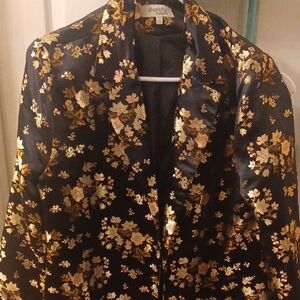 Charlotte Russe Black and Gold Floral Blazer